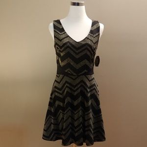 NWT BeBop Black & Champagne Skater Dress
